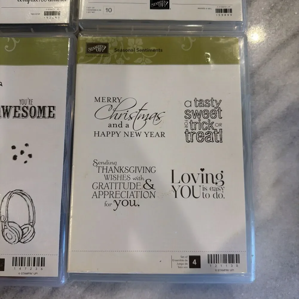 Stampin Up! Lot Of 4 Stamp Sets Flowers Holiday Plants Sentiment 37 Total Stamps